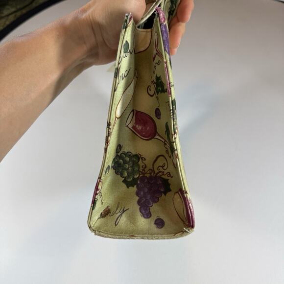 Vintage Stein Mart Wine Canvas Embellished Rhinestone Shoulder Bag Purse Green - Picture 11 of 13